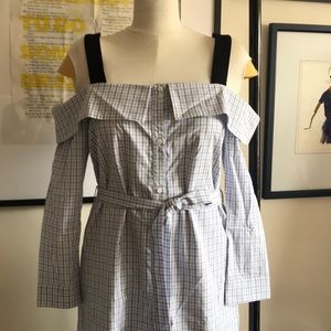 Blue checked cotton summer dress